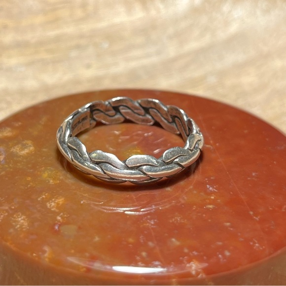 Rope Chain 925 Sterling Silver Band Ring - Picture 2 of 15